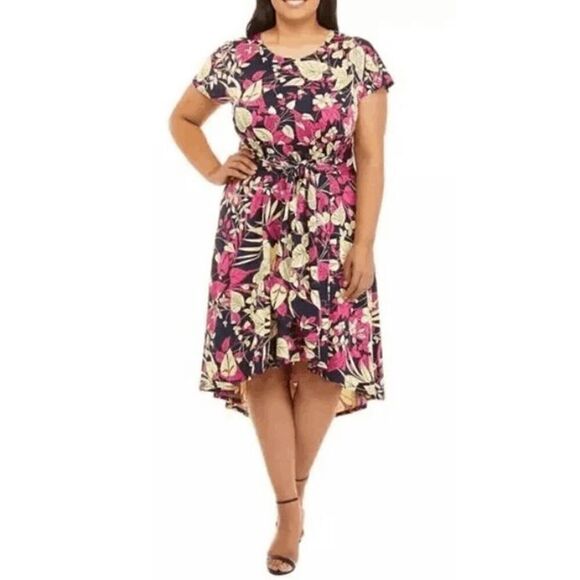 Robbie Bee Plus Size High-Low Midi Dress 1X - Picture 1 of 6